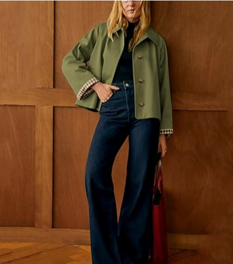 New Spring Button-Down Short Trench Coat with Lapel - Simple, Casual, and Stylish