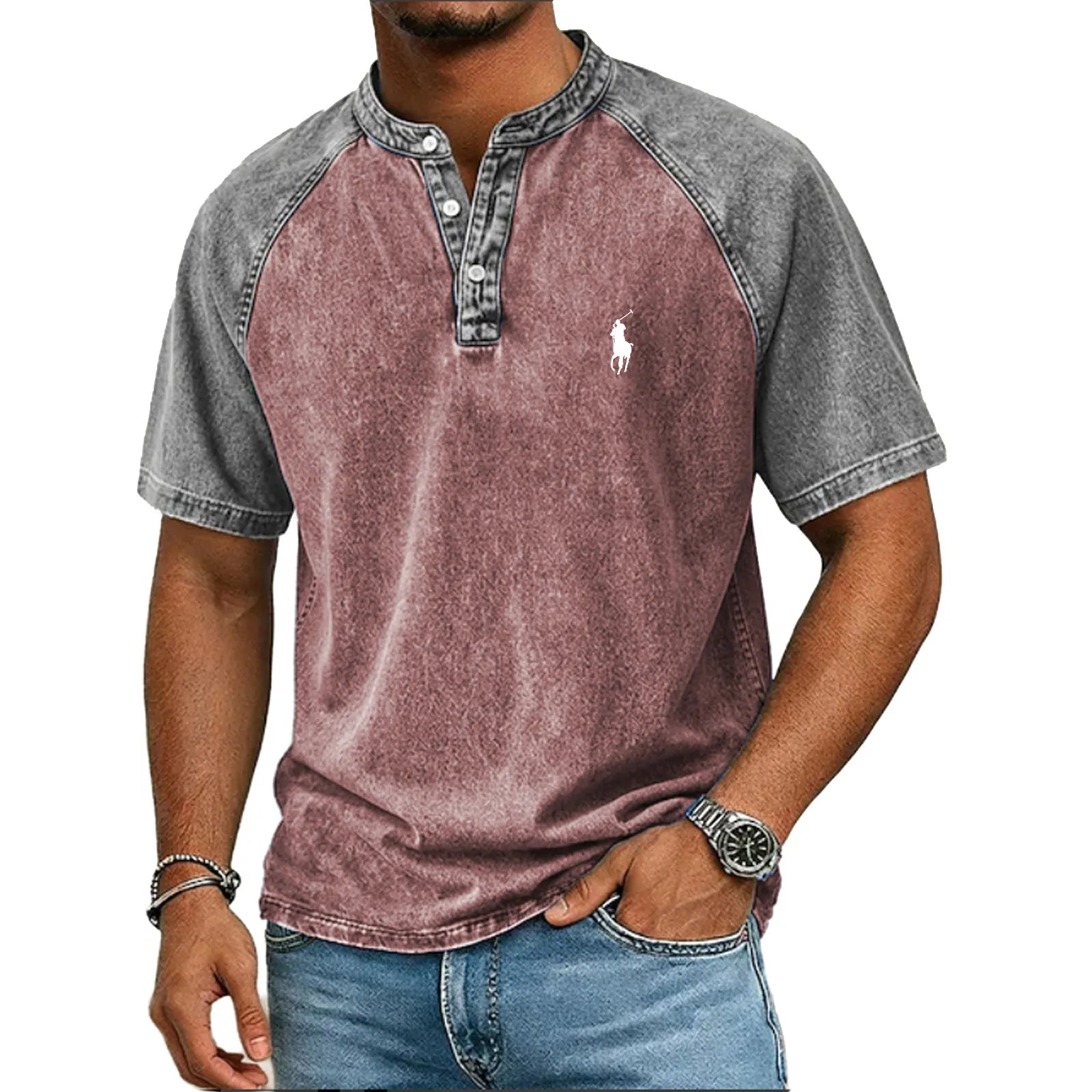 Color-block panelled shirt