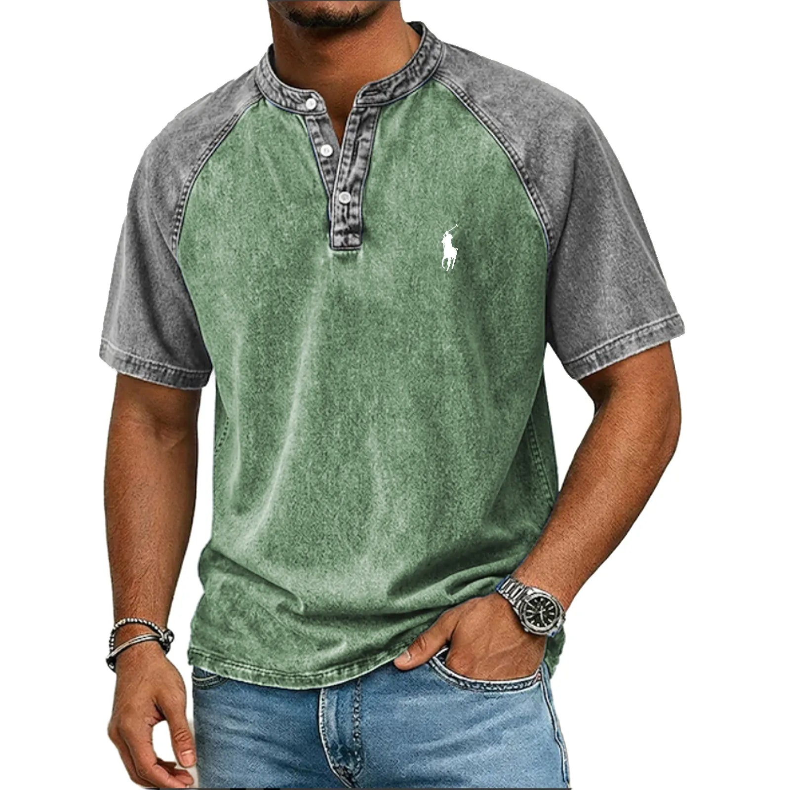Color-block panelled shirt