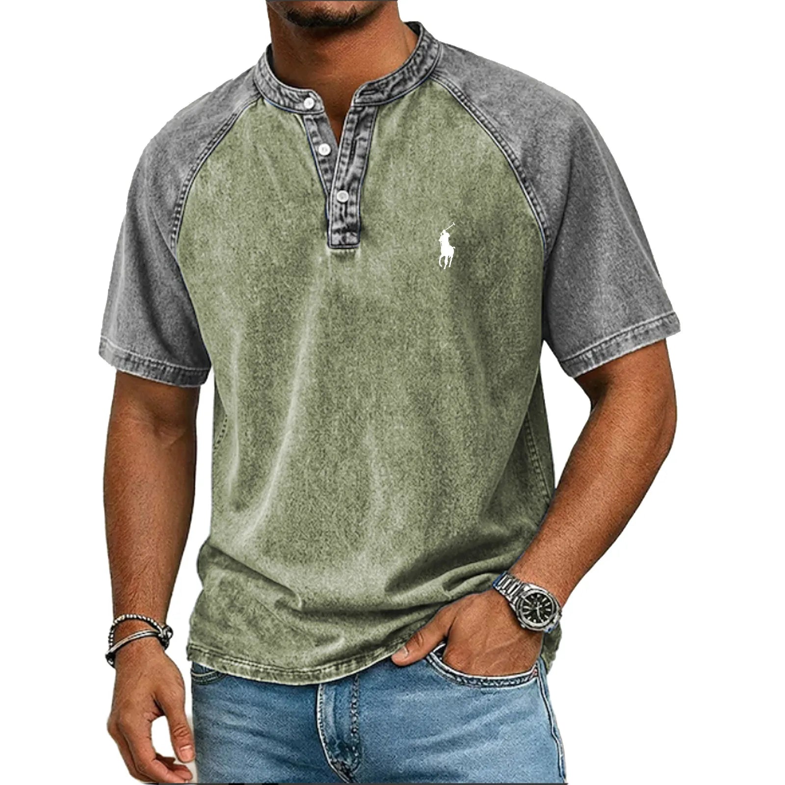 Color-block panelled shirt