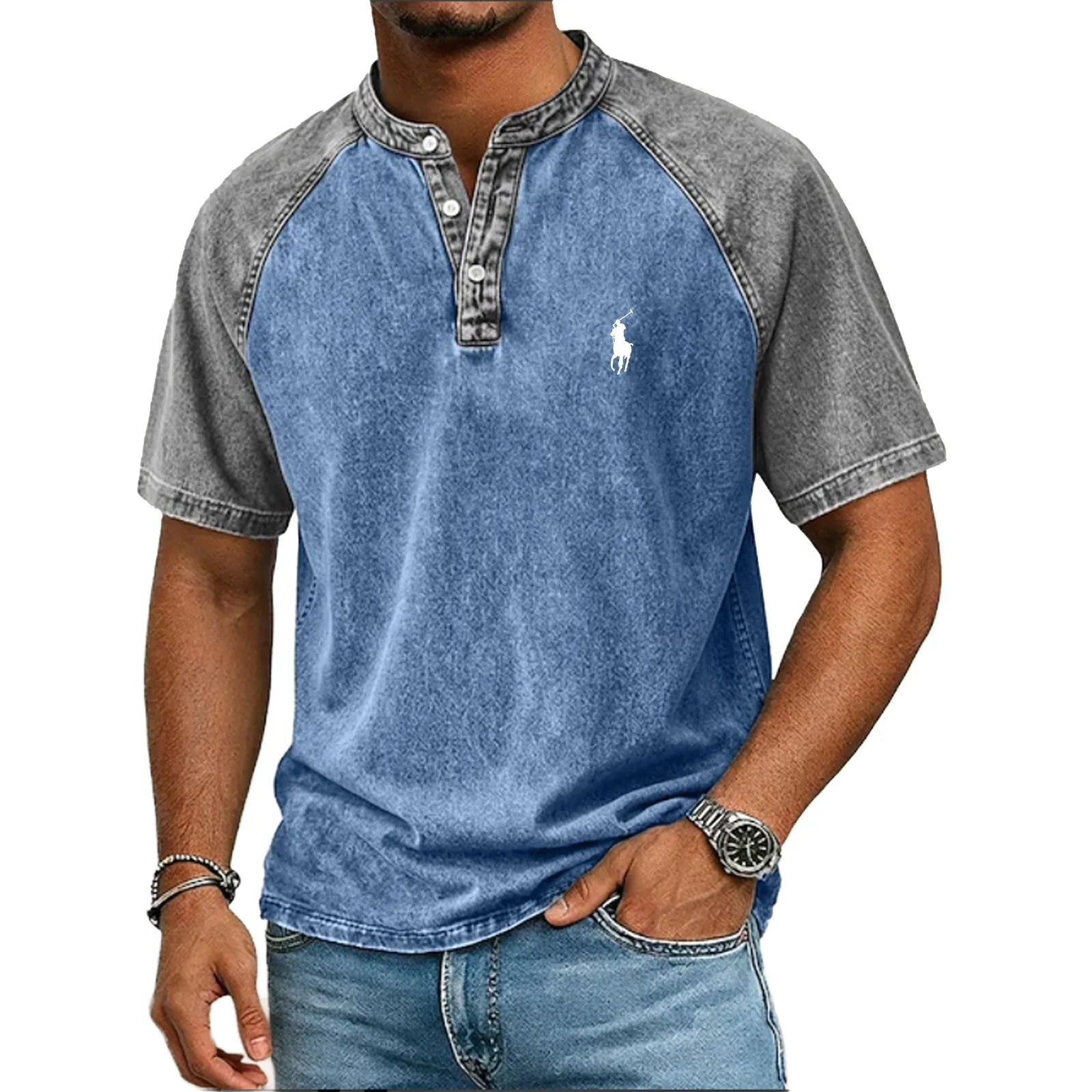 Color-block panelled shirt