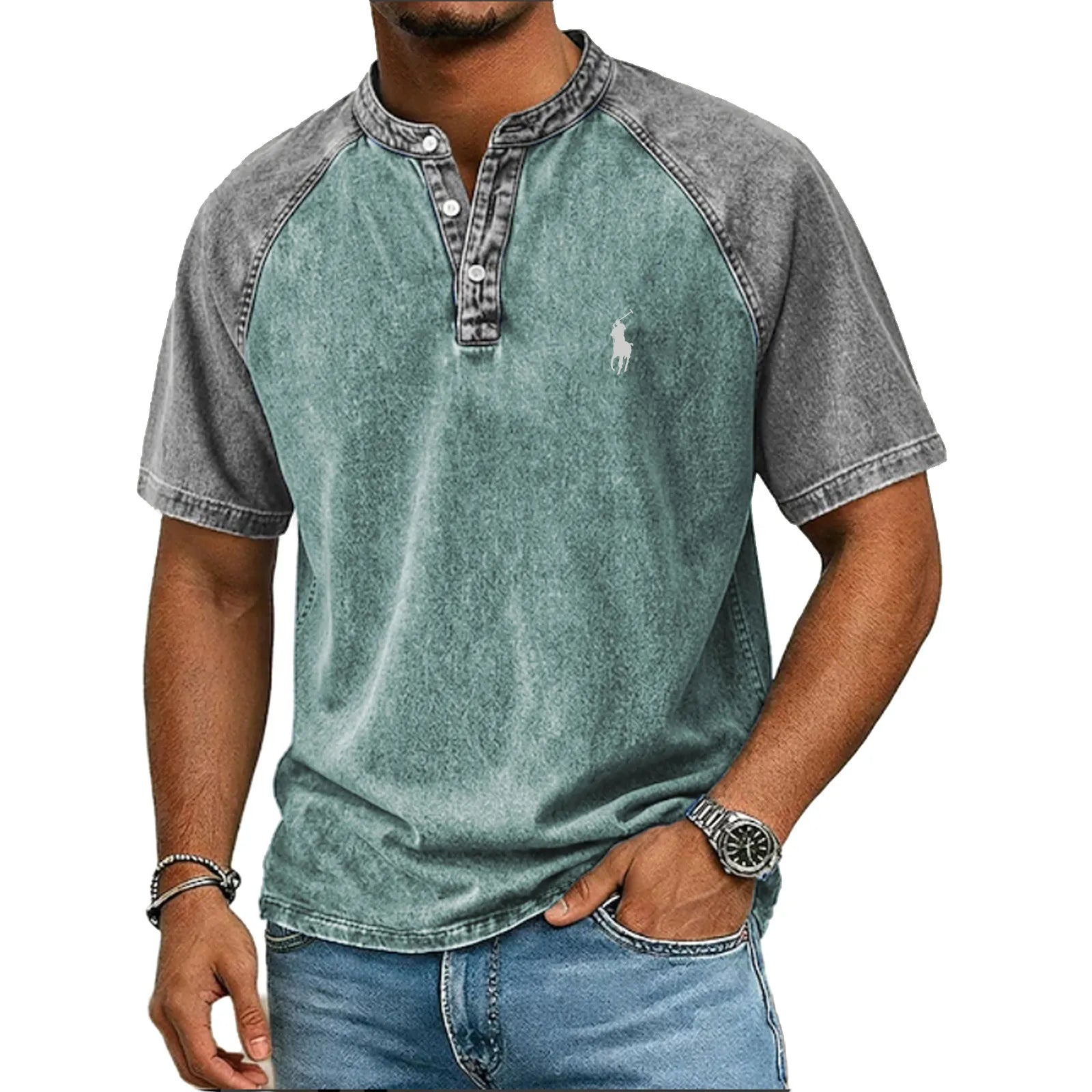 Color-block panelled shirt