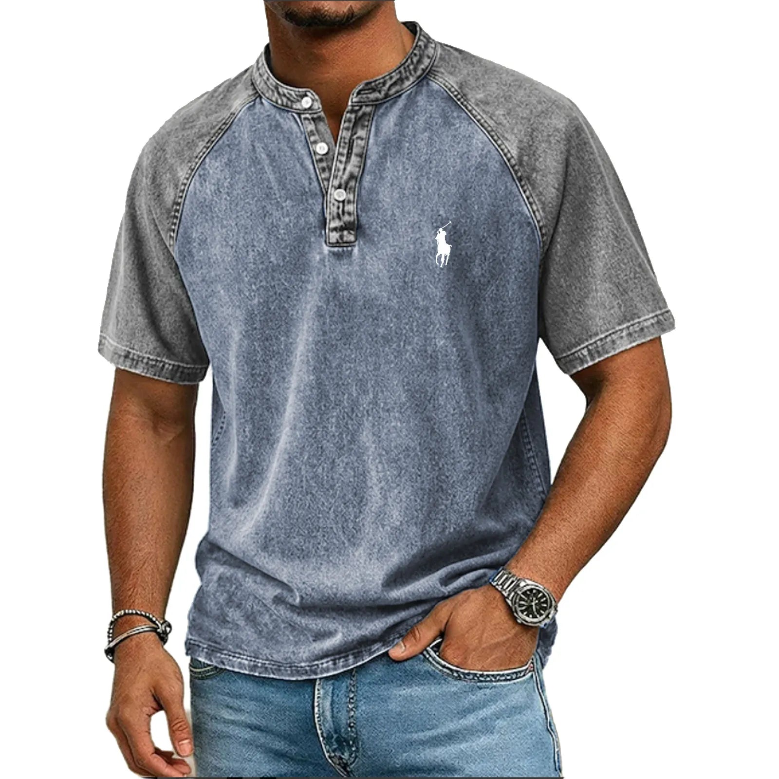 Color-block panelled shirt