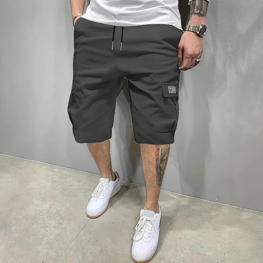 Loose-fitting straight-leg cargo shorts, stylish men's shorts