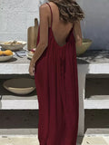 ☀️Women's Solid Color Backless Spaghetti Strap DressLimited-time special offer
