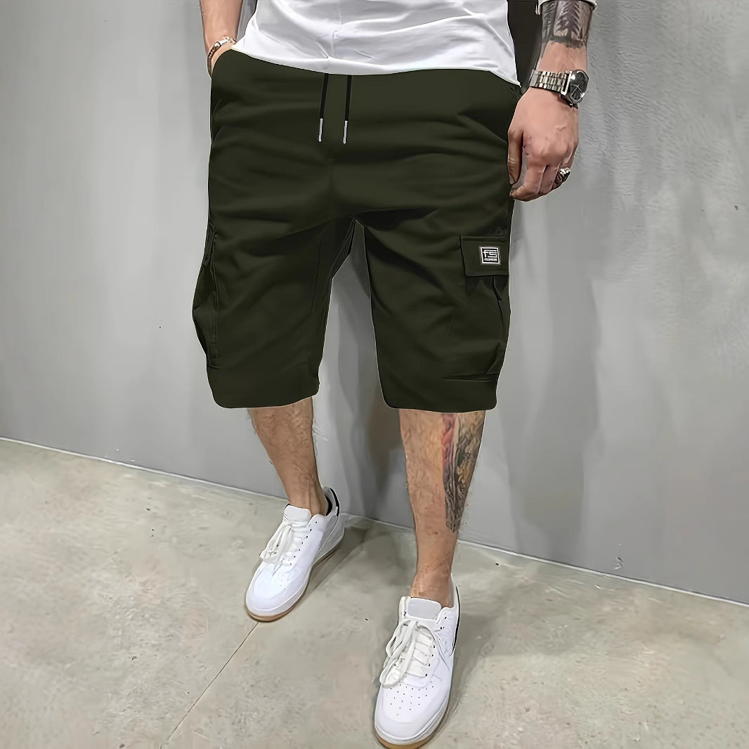 Loose-fitting straight-leg cargo shorts, stylish men's shorts