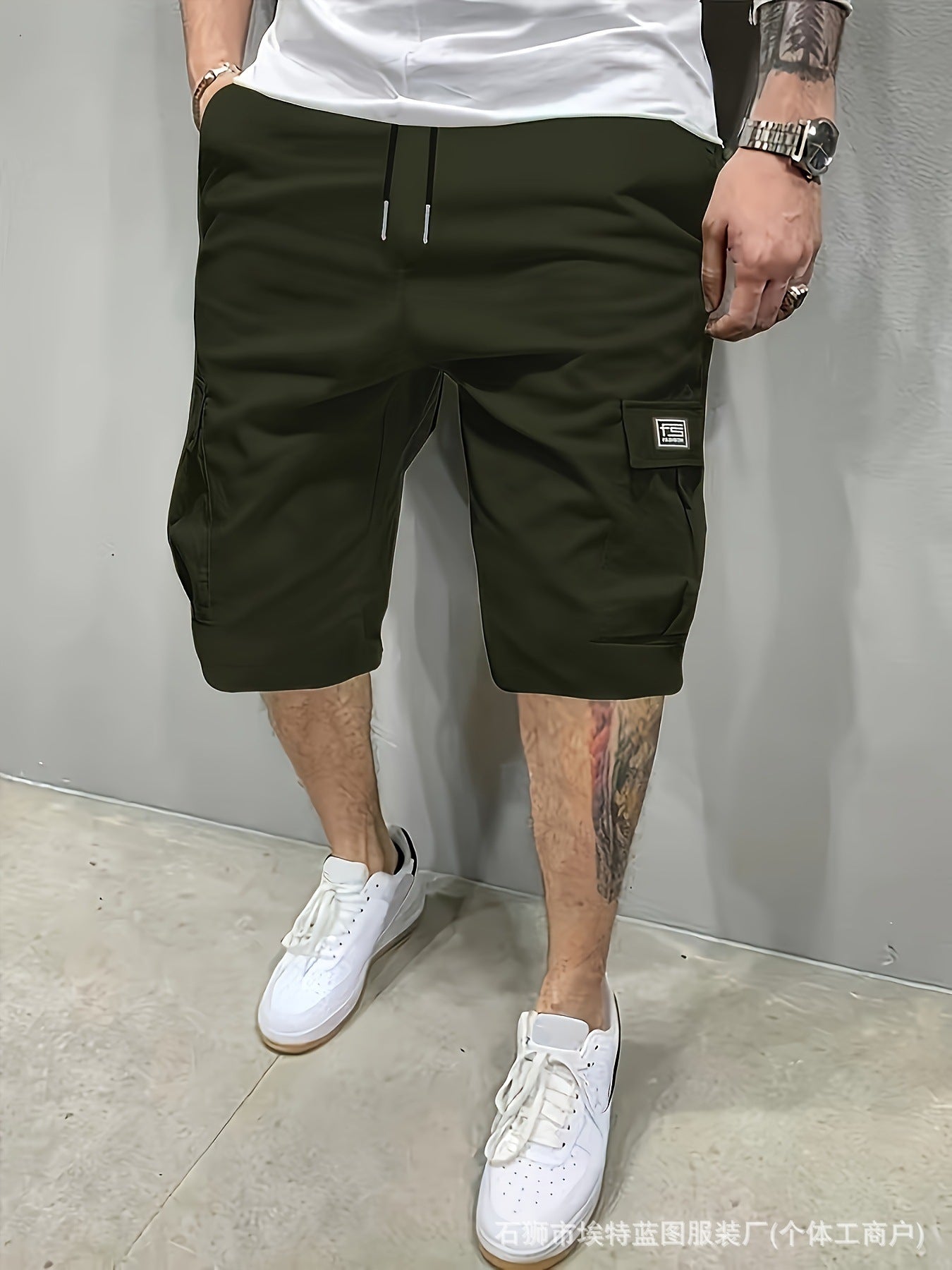 Loose-fitting straight-leg cargo shorts, stylish men's shorts