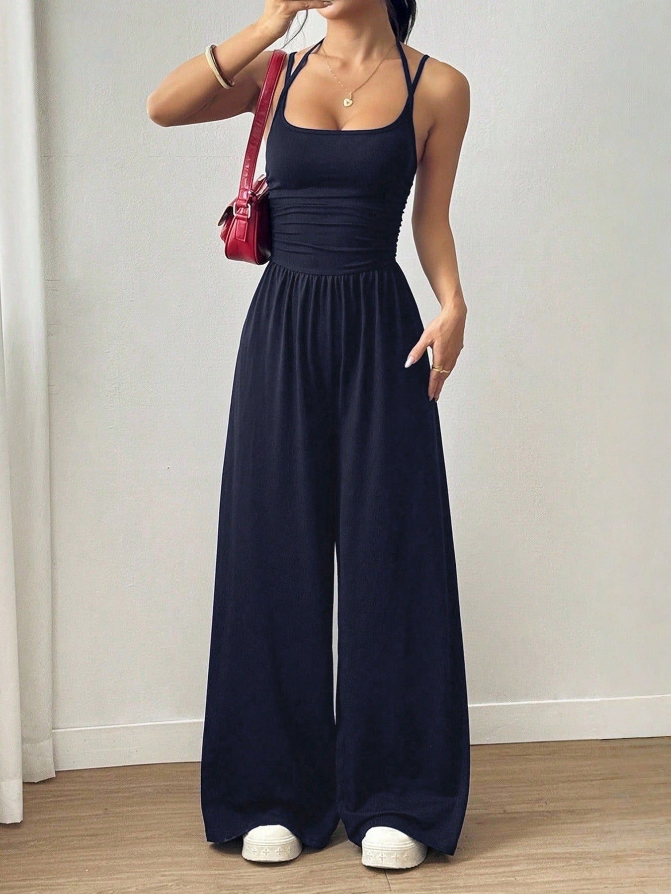 Popular Women's Strapless Casual Bodysuit, Wide Leg, Loose Fit, Summer Style