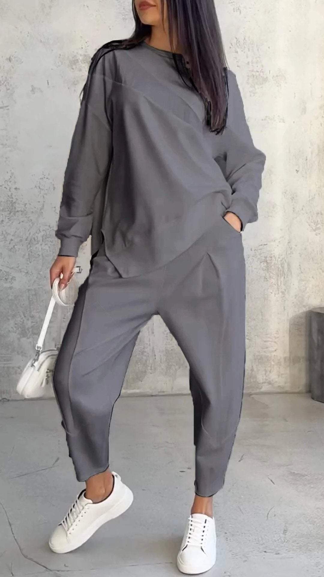 Casual round neck loose irregular suit