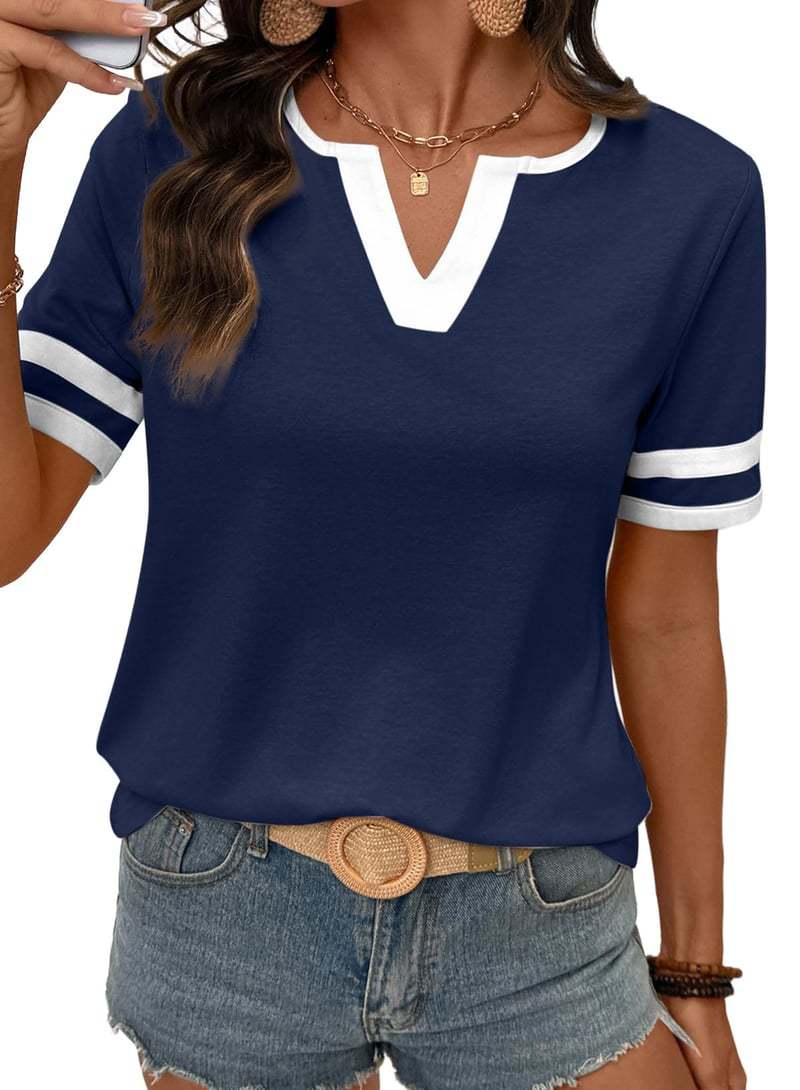 Summer loose-fitting solid color versatile tops
