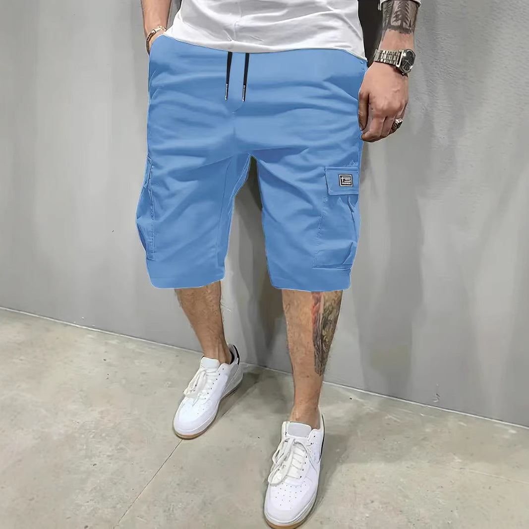 Loose-fitting straight-leg cargo shorts, stylish men's shorts