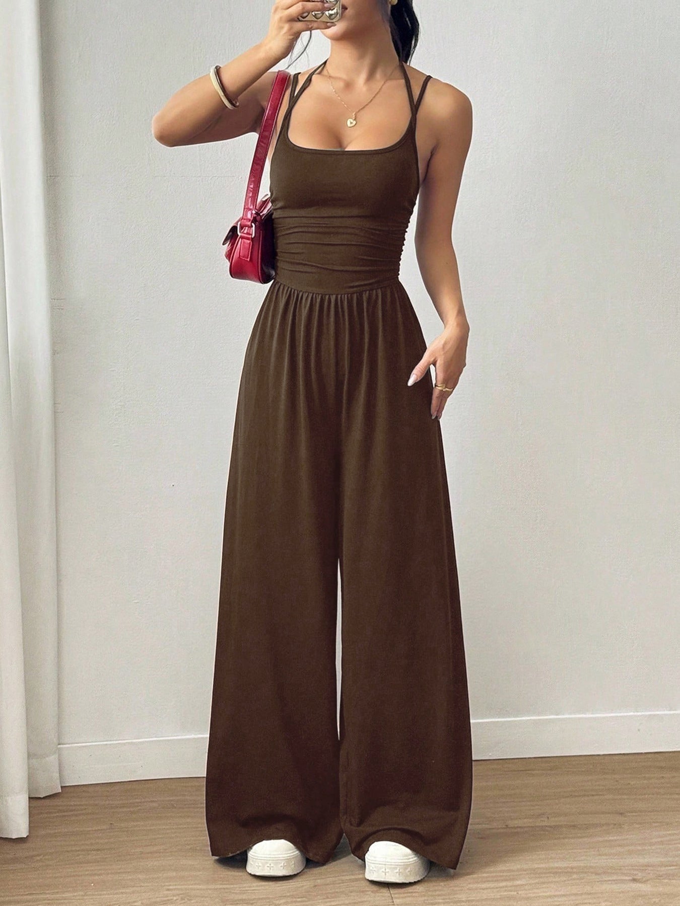 Popular Women's Strapless Casual Bodysuit, Wide Leg, Loose Fit, Summer Style