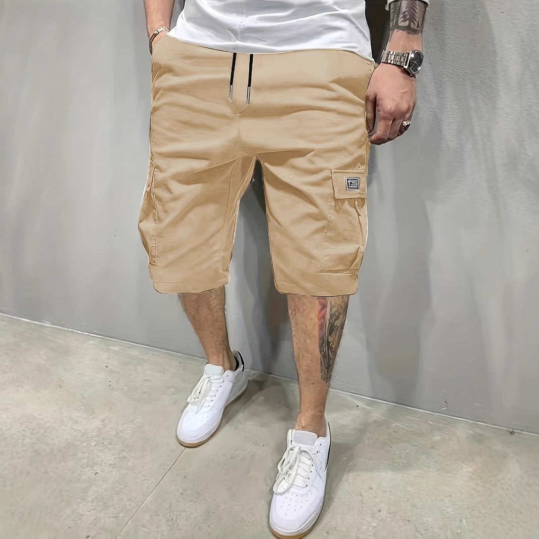 Loose-fitting straight-leg cargo shorts, stylish men's shorts