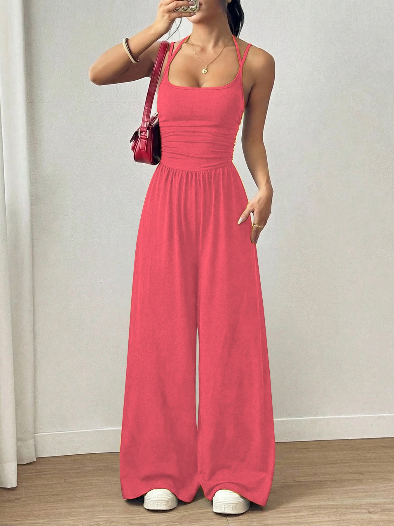 Popular Women's Strapless Casual Bodysuit, Wide Leg, Loose Fit, Summer Style