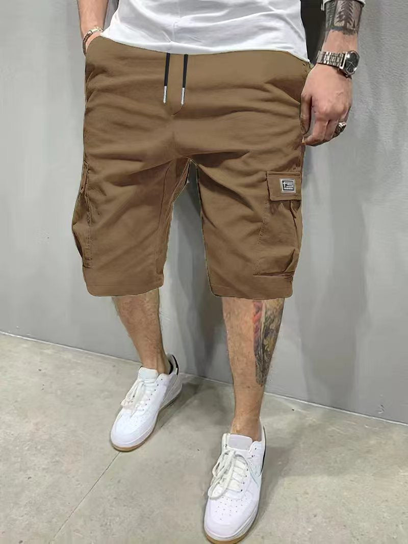 Loose-fitting straight-leg cargo shorts, stylish men's shorts