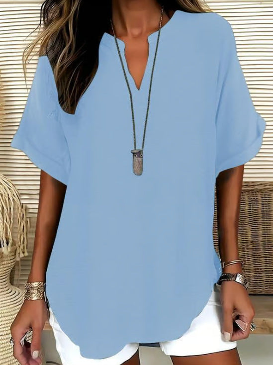 Women's Casual Summer V-Neck Shirt
