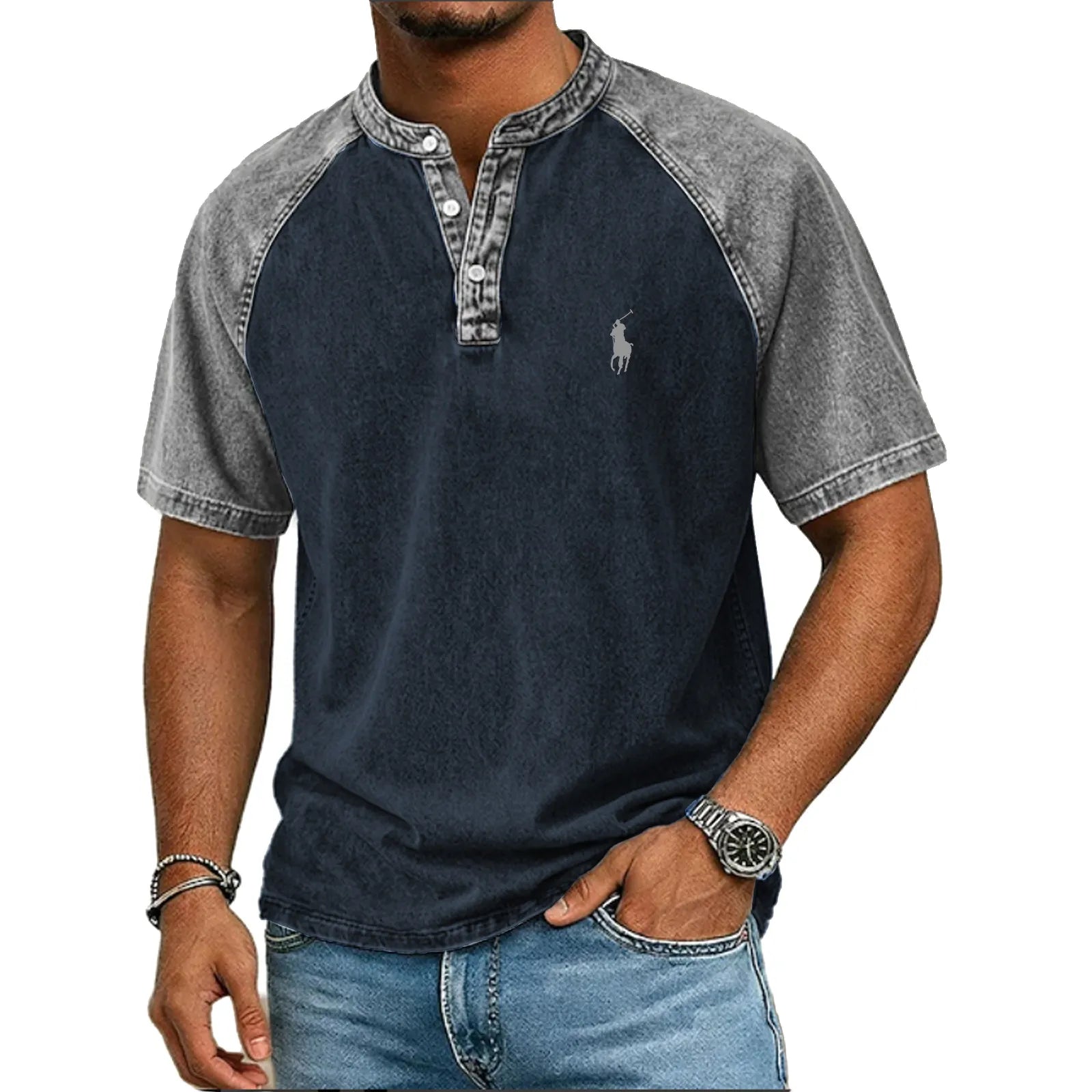 Color-block panelled shirt